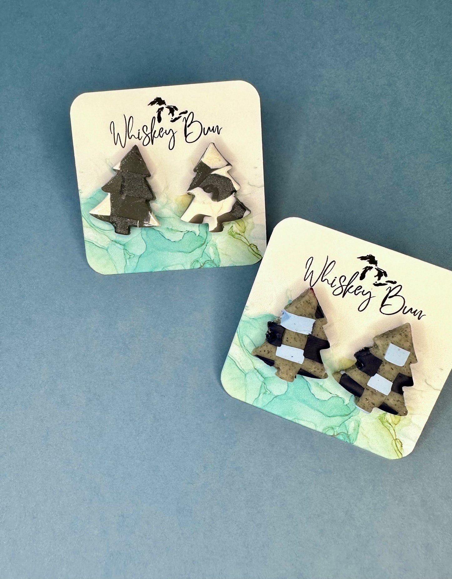 Plaid Trees Studs